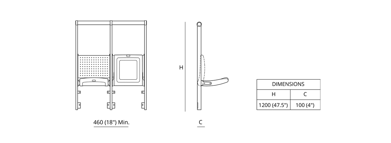 RailSeat 100 Dimensions