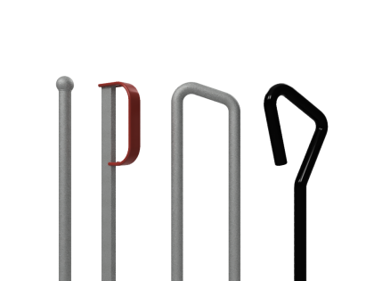 a collection of four different safety handrails of varying shapes.